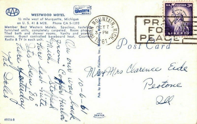 Westwood Motel (Days Inn Wyndham Marquette) - Vintage Postcard (newer photo)